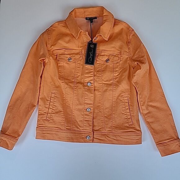 DG2 by Diane Gilman Women's Stretch Denim Jacket Size XS Orange - Picture 1 of 4